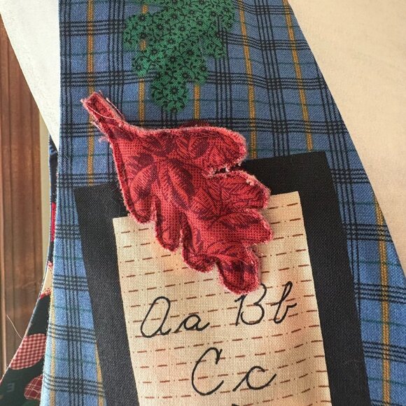 VTG 90s Handmade Reversible Teacher's Vest Fall Leaves Apples Cotton Size L - Picture 8 of 12